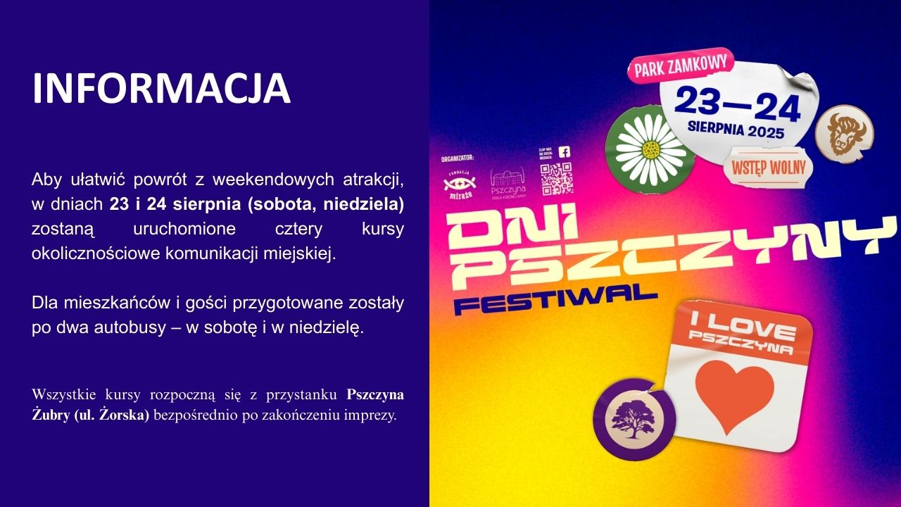 Dodatkowa komunikacja miejska po Dni Pszczyny Fest